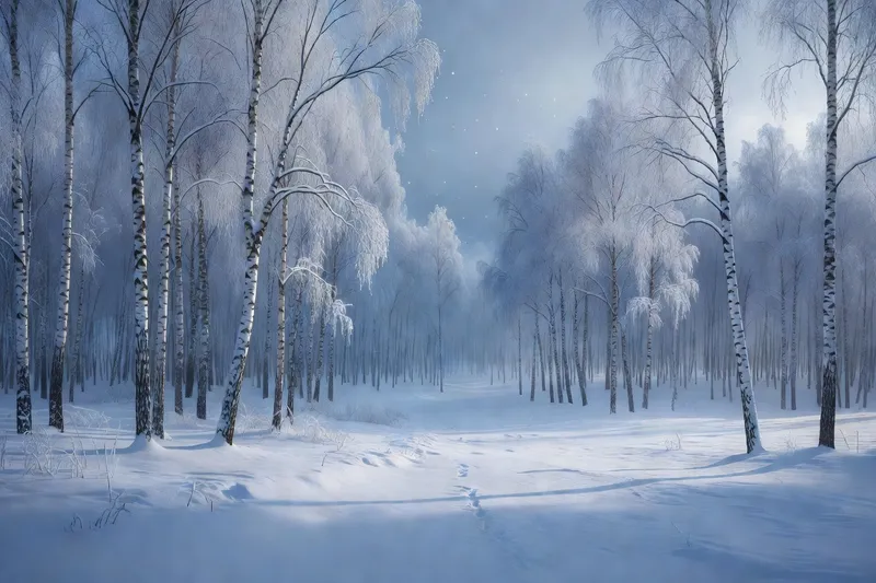 Forêt de bouleaux russes en hiver, beauté mélancolique