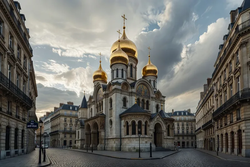Église orthodoxe russe aux dômes dorés en Europe