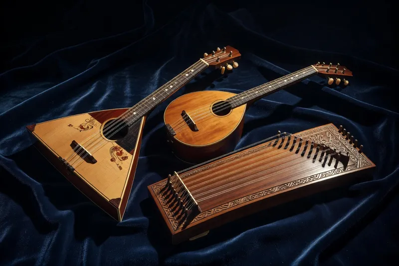 Instruments folkloriques russes : balalaïka et gousli