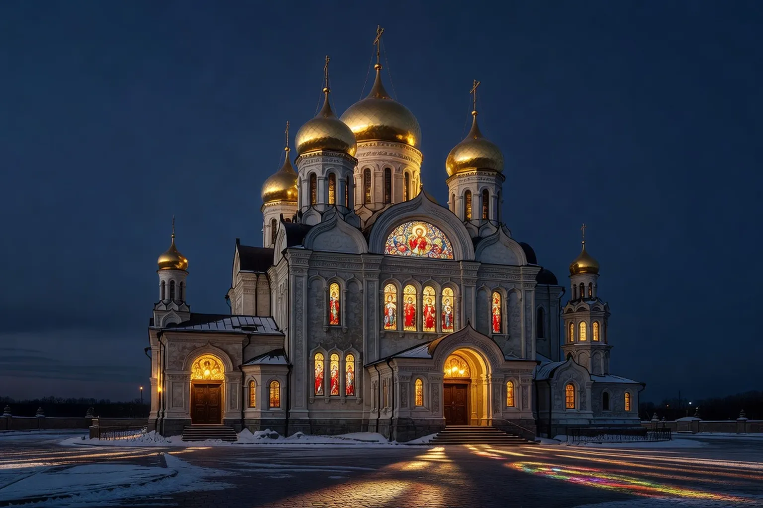 Cathédrale orthodoxe russe au crépuscule